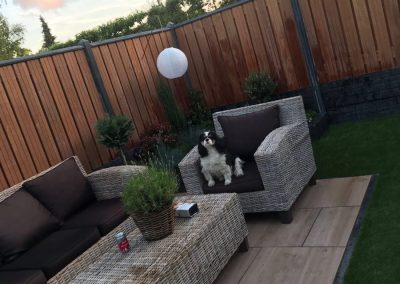 Aanleg tuin keramisch terras kunstgras Nunspeet