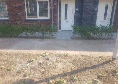 Tuinaanleg Amersfoort bestrating onderhoudsarme voortuin nieuwbouw