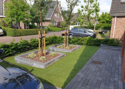 aanleg voortuin kunstgras border Vaassen